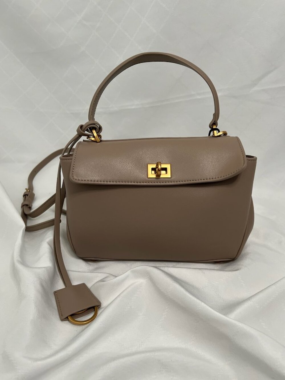 NWOT Italian Leather Taupe Handbag